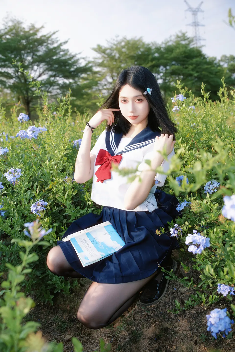 Seven Red Beans - No.002 Red Bean Blue Flower JK (39 photos) - Qi Zhi Hong Dou (七只红豆) - Photo 5 of 39