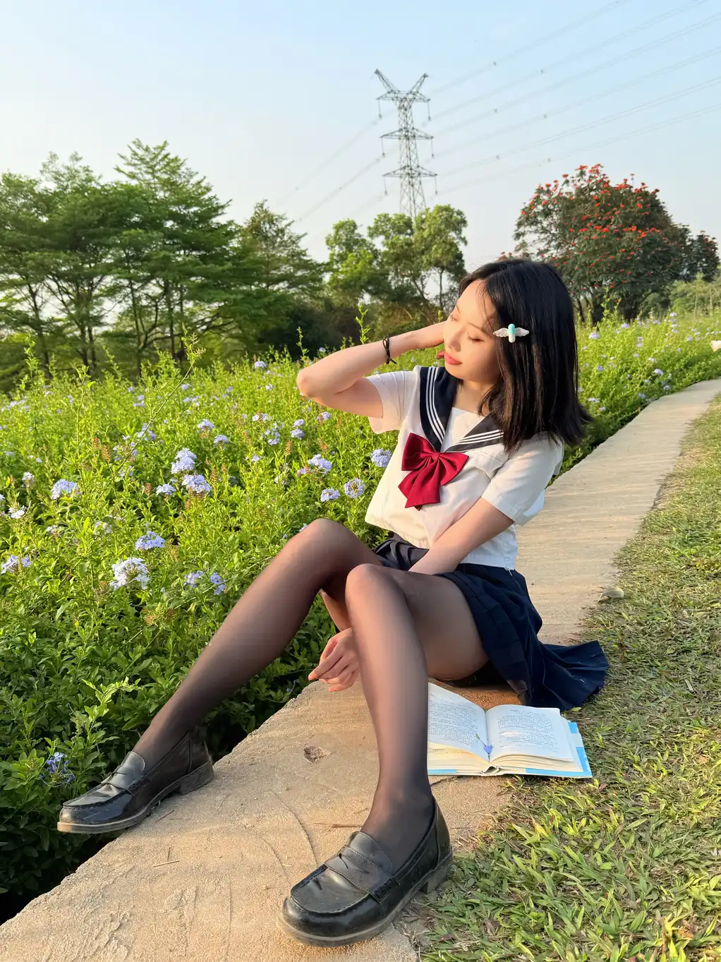 Seven Red Beans - No.002 Red Bean Blue Flower JK (39 photos) - Qi Zhi Hong Dou (七只红豆) - Photo 8 of 39