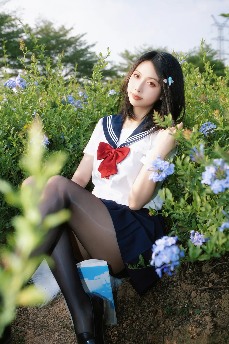 Seven Red Beans - No.002 Red Bean Blue Flower JK (39 photos) - Qi Zhi Hong Dou (七只红豆) - Photo 16 of 39
