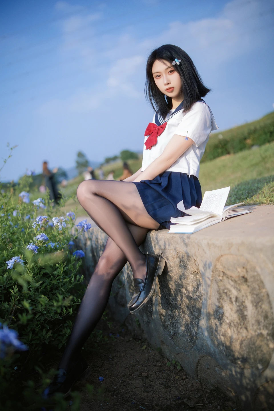 Seven Red Beans - No.002 Red Bean Blue Flower JK (39 photos) - Qi Zhi Hong Dou (七只红豆) - Photo 17 of 39