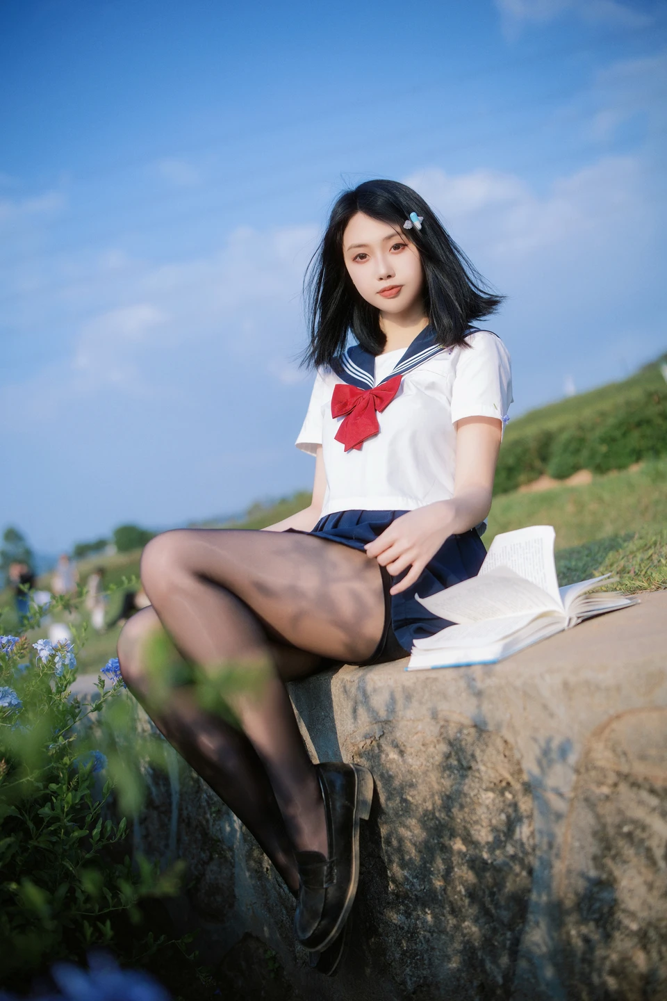 Seven Red Beans - No.002 Red Bean Blue Flower JK (39 photos) - Qi Zhi Hong Dou (七只红豆) - Photo 18 of 39