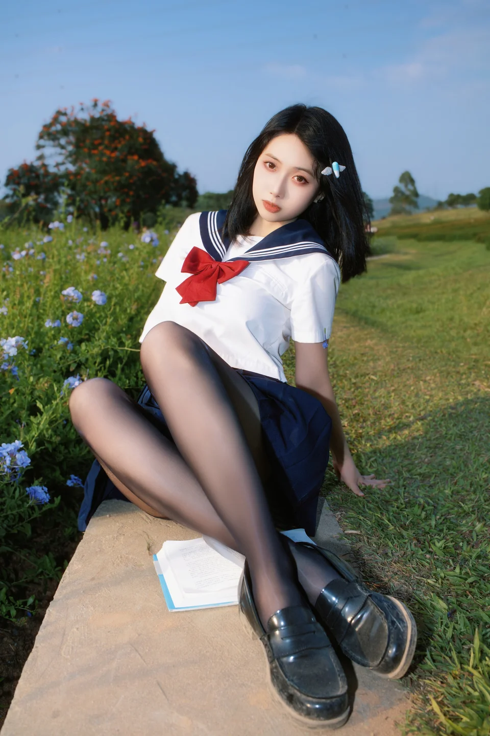 Seven Red Beans - No.002 Red Bean Blue Flower JK (39 photos) - Qi Zhi Hong Dou (七只红豆) - Photo 20 of 39