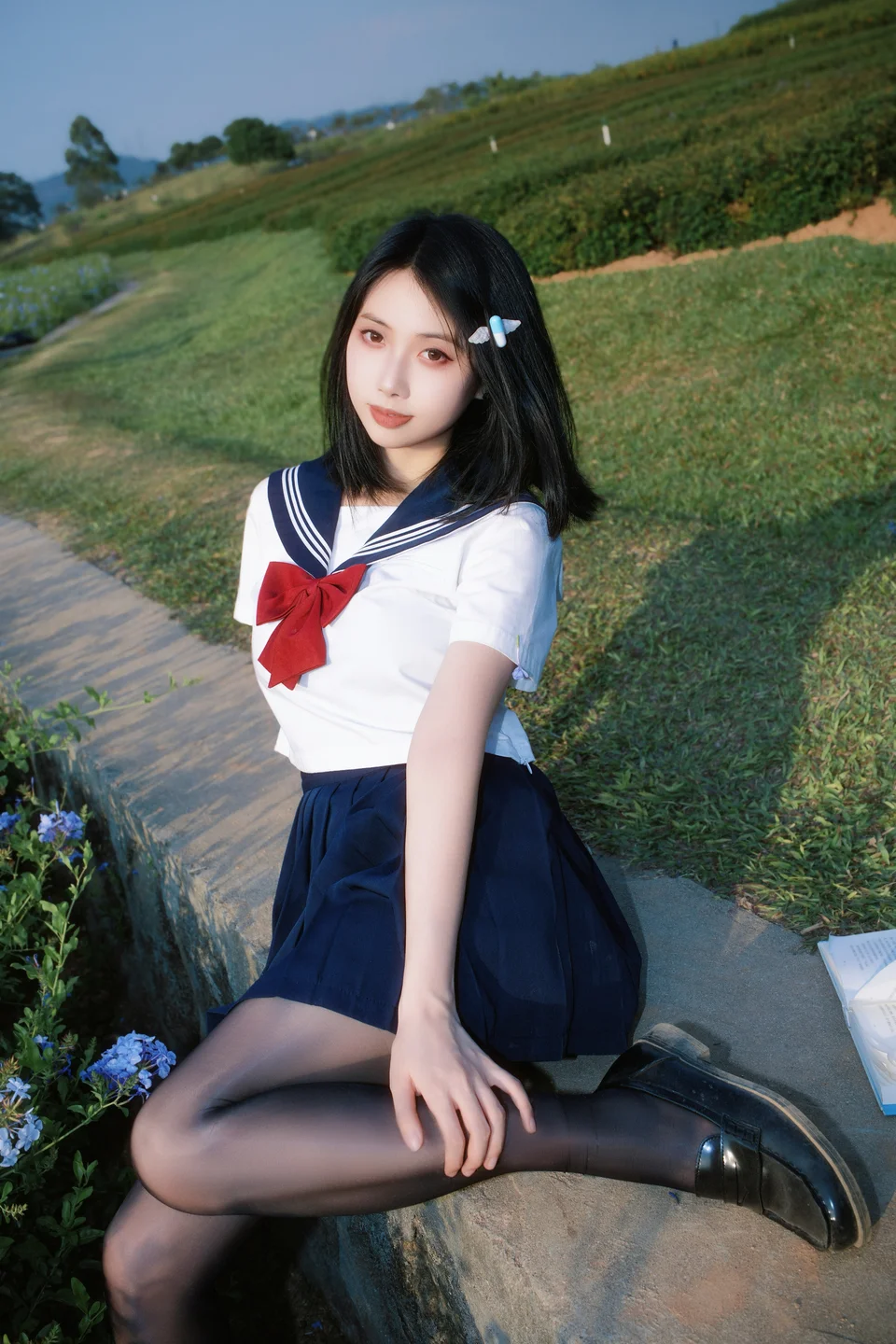 Seven Red Beans - No.002 Red Bean Blue Flower JK (39 photos) - Qi Zhi Hong Dou (七只红豆) - Photo 22 of 39