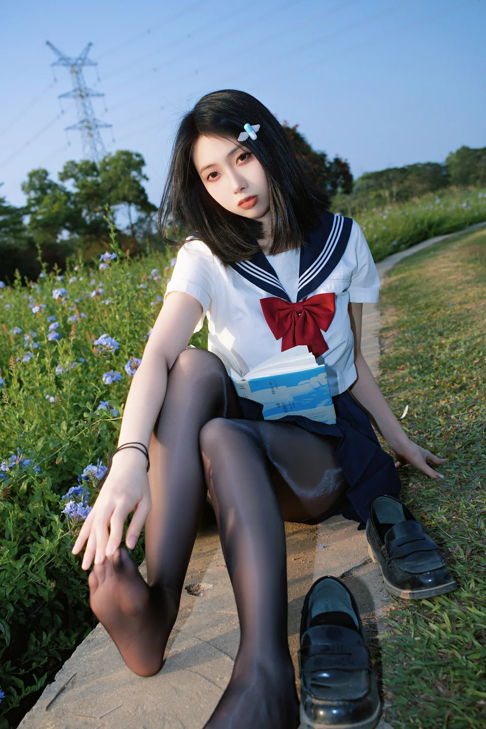 Seven Red Beans - No.002 Red Bean Blue Flower JK (39 photos) - Qi Zhi Hong Dou (七只红豆) - Photo 30 of 39