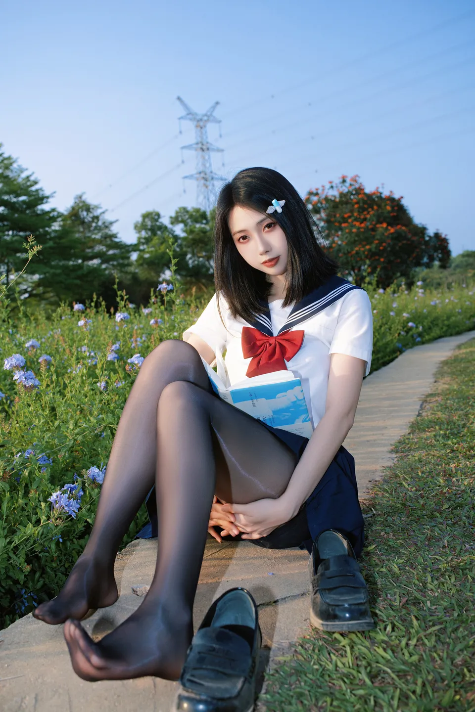 Seven Red Beans - No.002 Red Bean Blue Flower JK (39 photos) - Qi Zhi Hong Dou (七只红豆) - Photo 31 of 39