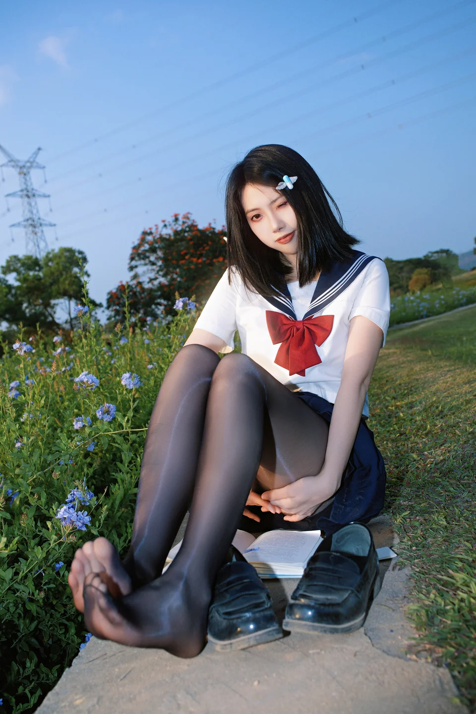 Seven Red Beans - No.002 Red Bean Blue Flower JK (39 photos) - Qi Zhi Hong Dou (七只红豆) - Photo 38 of 39