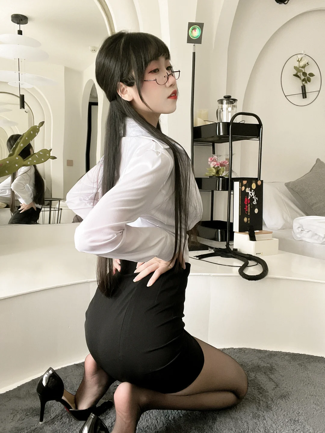 Bu Ai Mao - Black Stockings Pencil Skirt Office Lady [24P, (24 photos) - Bu Ai Mao (不呆猫) - Photo 16 of 24
