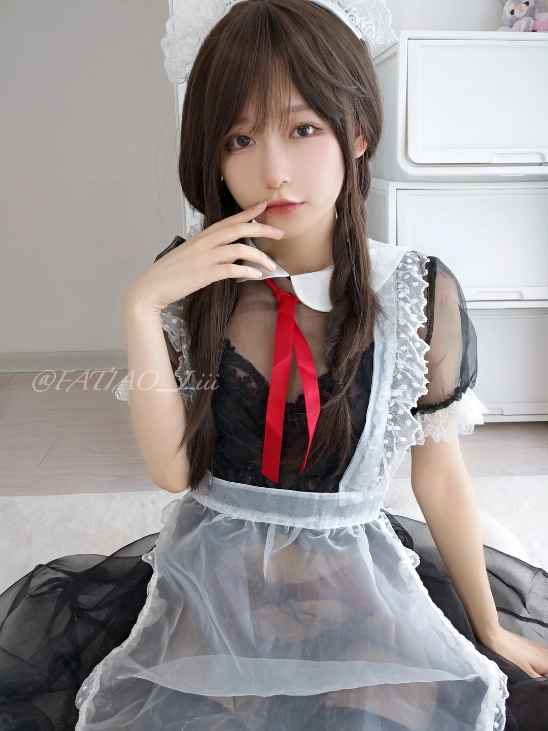 Mysterious Dai Li - NO.039 Selfie Photos Sheer Black Stocking Strap Maid Dress (Sheer Maid Dress) (49 photos) - Mi Zhi Ai Li (迷之呆梨) - Photo 40 of 49