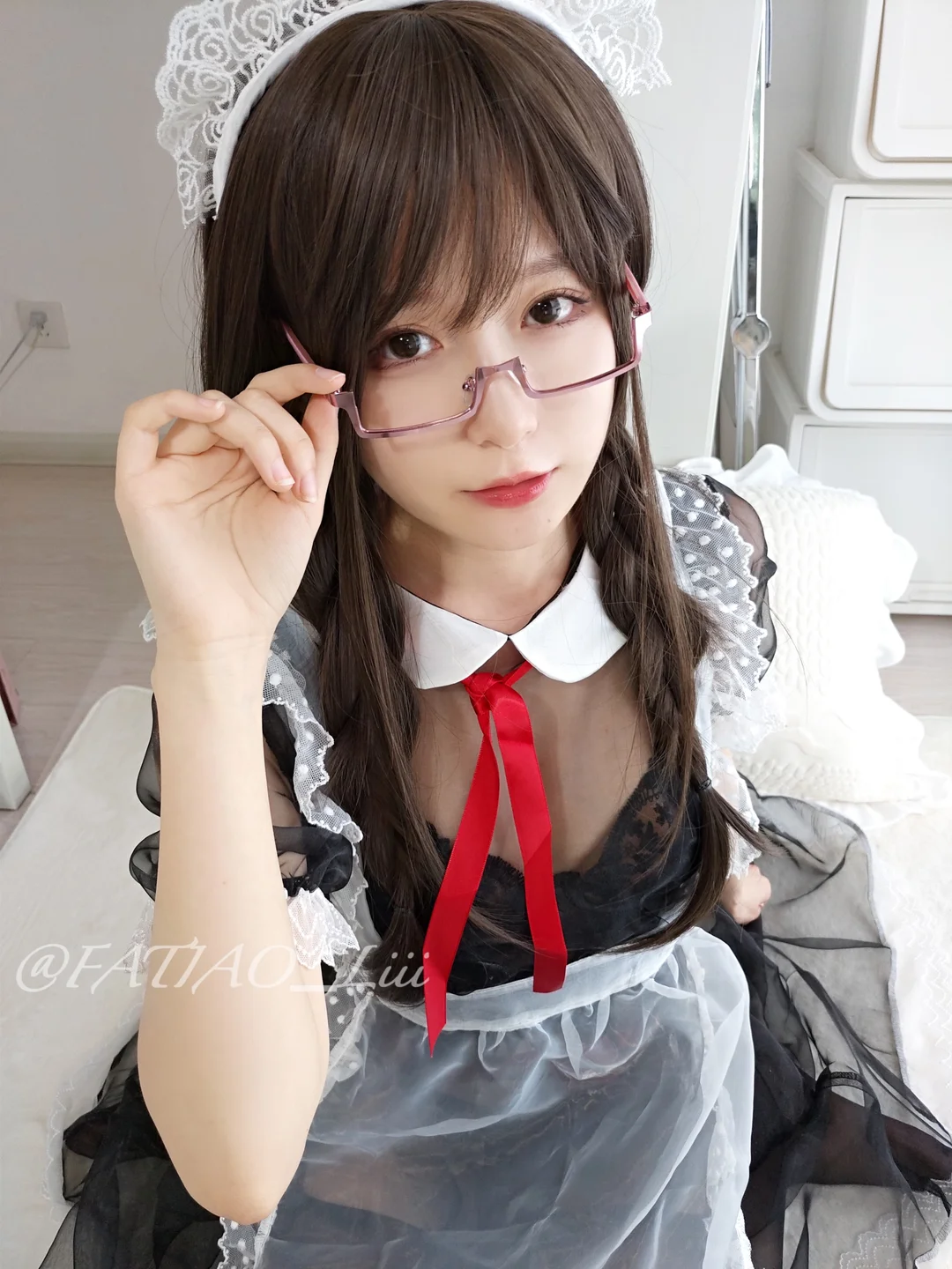 Mysterious Dai Li - NO.039 Selfie Photos Sheer Black Stocking Strap Maid Dress (Sheer Maid Dress) (49 photos) - Mi Zhi Ai Li (迷之呆梨) - Photo 43 of 49