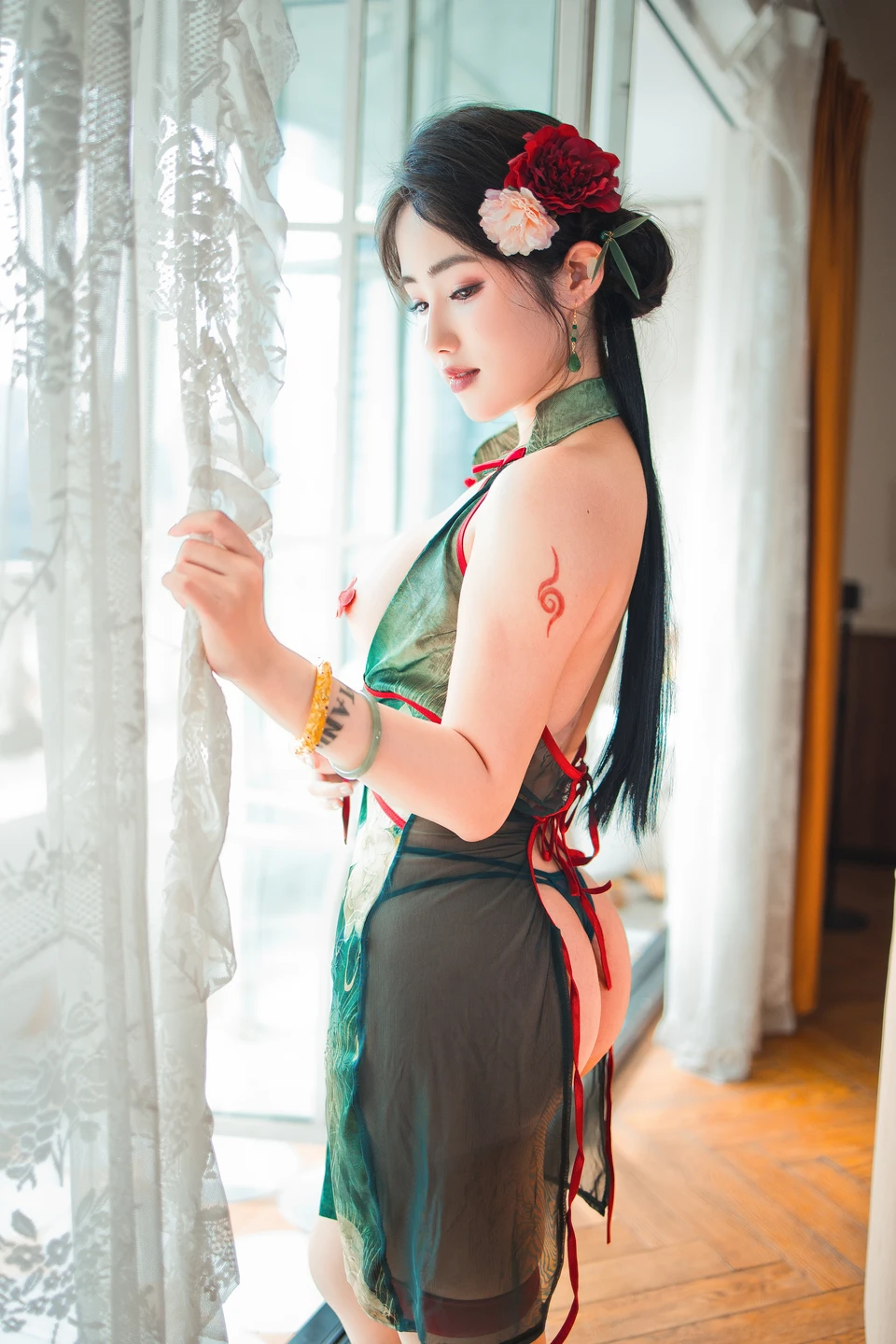 Titanium Alloy TiTi - Green Cheongsam [82P, (82 photos) - Tai He Jin Titi (钛合金TiTi) - Photo 46 of 82
