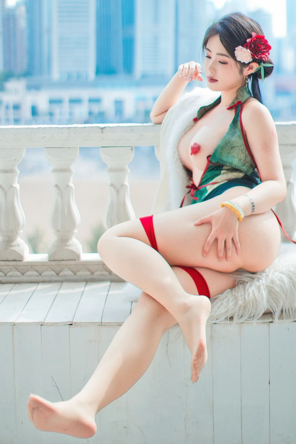 Titanium Alloy TiTi - Green Cheongsam [82P, (82 photos) - Tai He Jin Titi (钛合金TiTi) - Photo 55 of 82