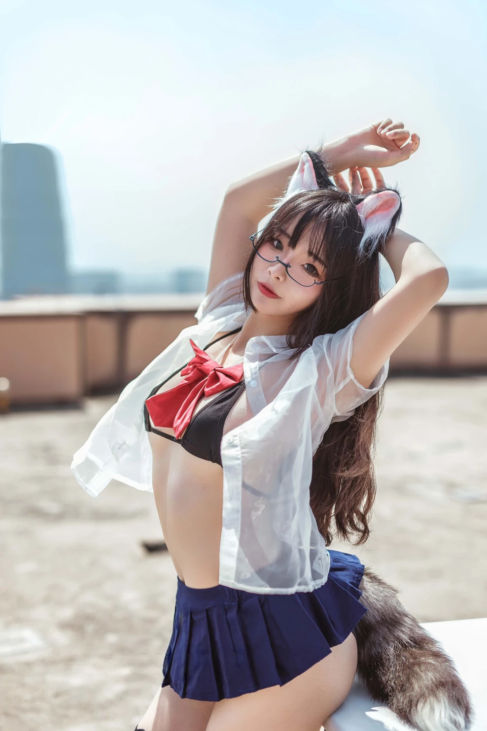yuuhui玉汇 – NO.096 Rooftop Cat Girls + Black Dog Robot Girlfriend [32P-151.6M] (32 photos) - Yuuhuiyu Hui (yuuhui玉汇) - Photo 7 of 32